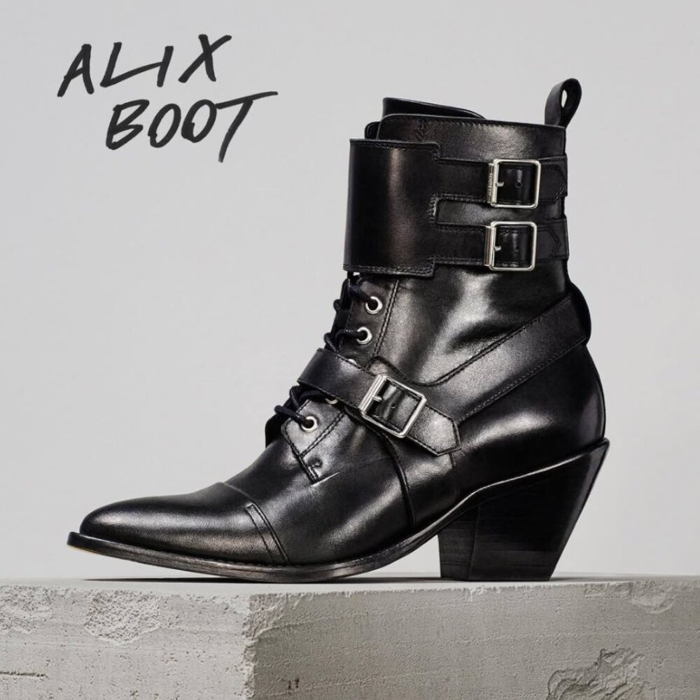 AllSaints Alix Black Leather Boots EU 39
